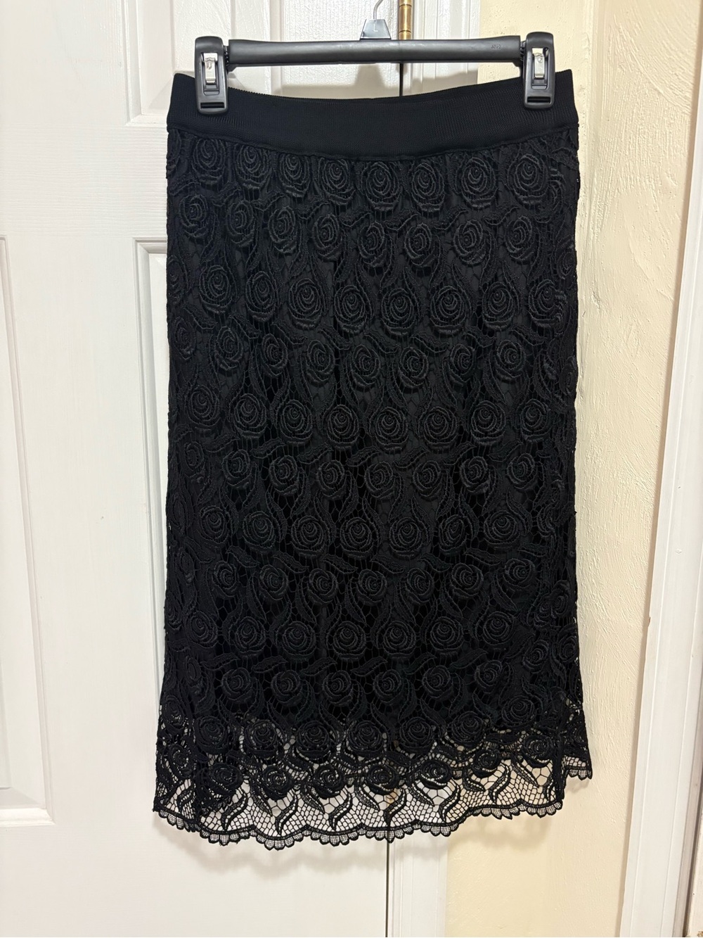 Classic Black Lace Midi Skirt